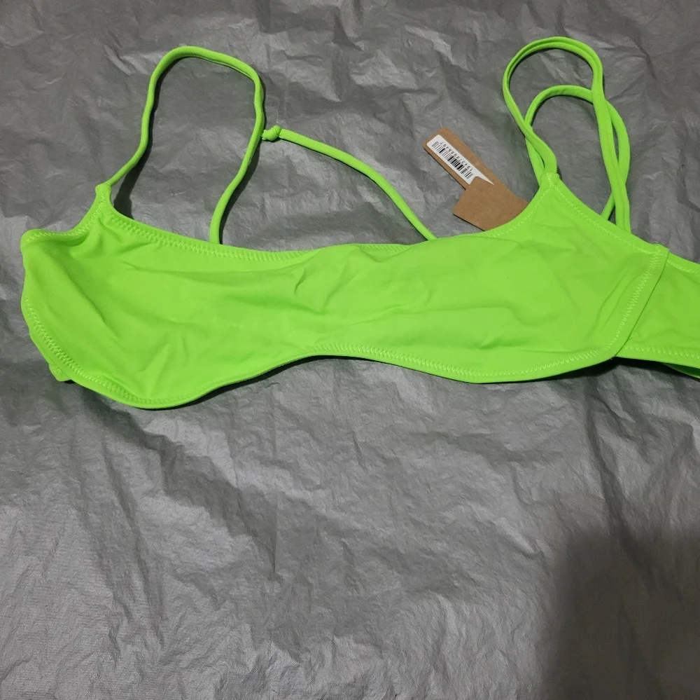 SKIMS Neon Green Bikini Top and High-Waist Shorts Set